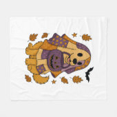 Gouden Hond Ghost Halloween Fleece Deken (Voorkant (Horizontaal))
