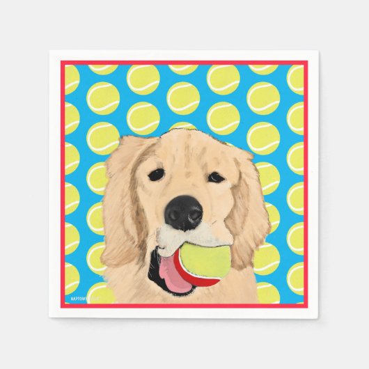 Gouden Hond Hebben Een Bal Servetten (Voorkant)