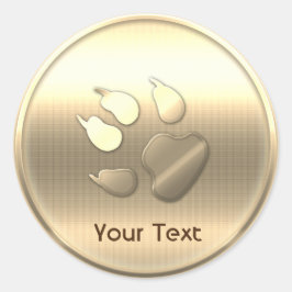 Gouden Hond Huisdierprint Aanpasbare Tekst Toevoeg Ronde Sticker