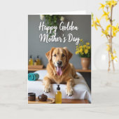 Gouden Hond Moederdag Spakaart Kaart (Gele Bloem)