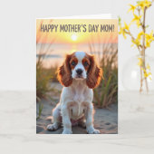 Gouden Hond Strand Scène Kaart (Gele Bloem)