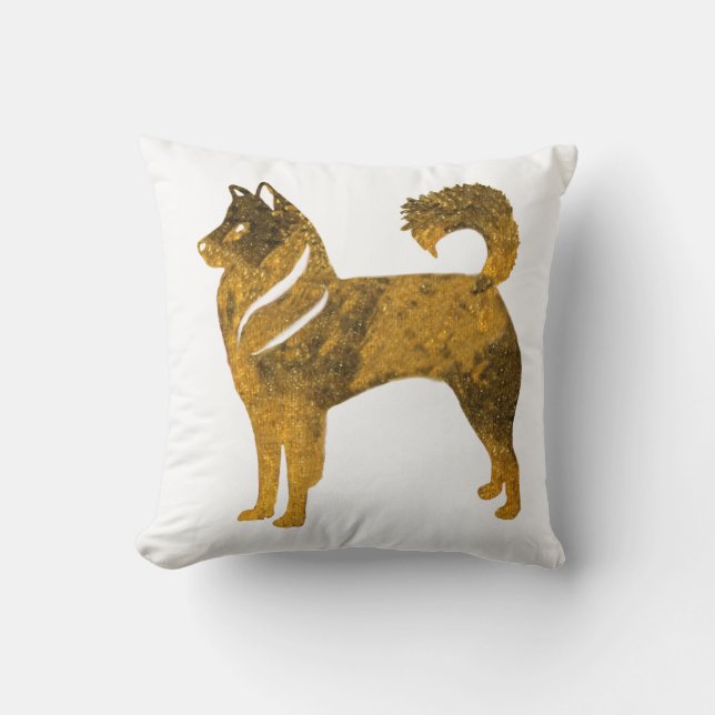 Gouden hond Throw Kussen husky (Voorkant)