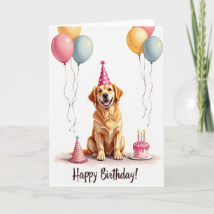 Gouden Hond Verjaardagshoed Kaart