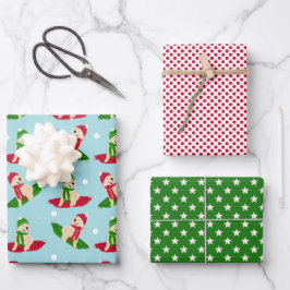 Gouden Hond Winter Schotel Sled Dag Gift Wrap Set  Inpakpapier Vel