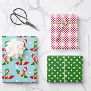 Gouden Hond Winter Schotel Sled Dag Gift Wrap Set  Inpakpapier Vel