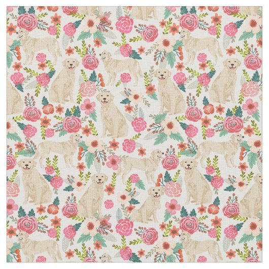 gouden hondehond  florals crème stof (Close Up)