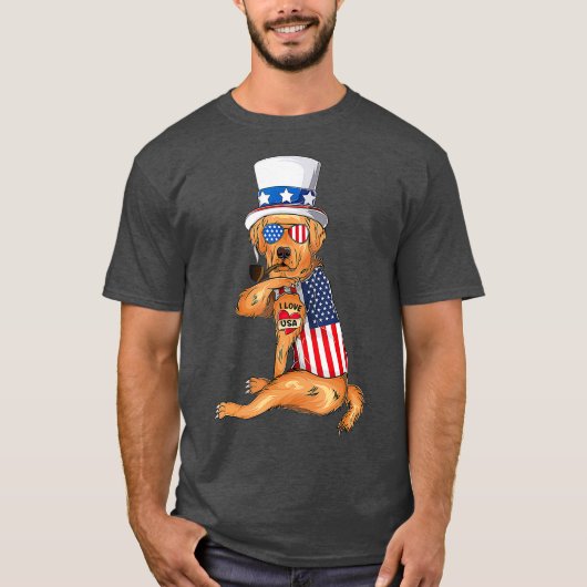 gouden hondenhond Merica 4 juli vs T-shirt (Voorkant)