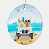 gouden hondenhond Rijden op strand Keramisch Ornament (Links)