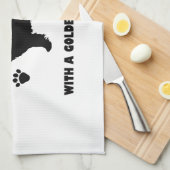 gouden hondenontwerp theedoek (Quarter Fold)