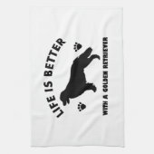 gouden hondenontwerp theedoek (Verticaal)