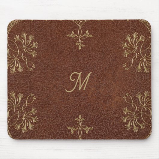 Gouden Honeysuckles in lederen look Muismat (Voorkant)