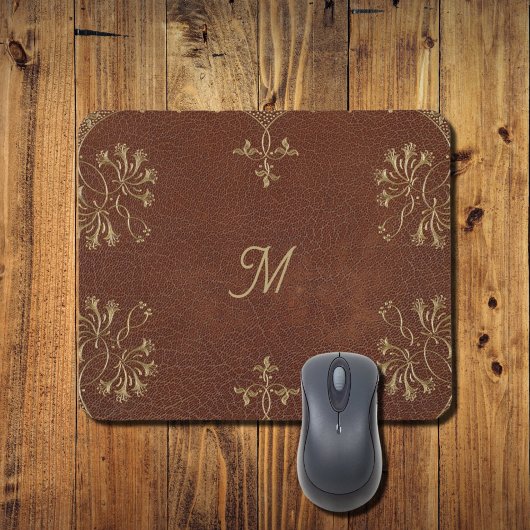 Gouden Honeysuckles in lederen look Muismat