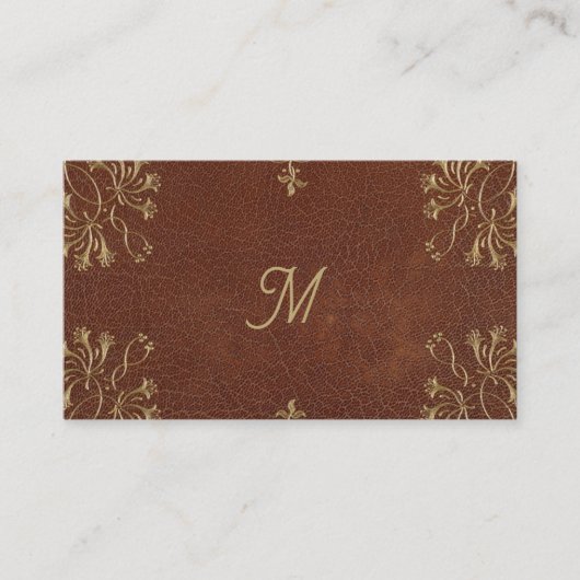 Gouden Honeysuckles in lederen look Visitekaartje (Voorkant)