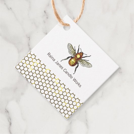 Gouden honing bij en honing kam bedankjes labels (Voorkant)