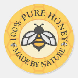 Gouden Honing Bij & Honingraat - 100% Pure Natuurl Ronde Sticker