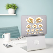Gouden Honing Feeënwereld – Bloemen Sticker (Laptop op bureau)