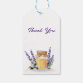 Gouden honing met een takje lavendelservet cadeaulabel (Achterkant)