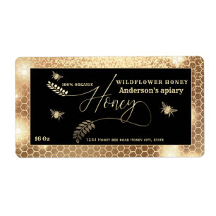  gouden honing tak script honing jar label