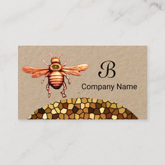 GOUDEN HONINGBIJ, BIJENHOUDER MONOGRAM Kraft Visitekaartje (Achterkant)
