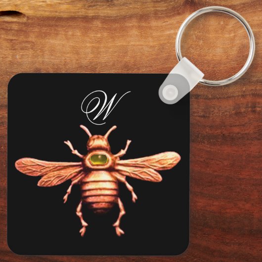 GOUDEN HONINGBIJ MONOGRAM SLEUTELHANGER (Achterkant)