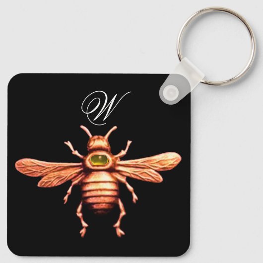 GOUDEN HONINGBIJ MONOGRAM SLEUTELHANGER (Achterkant)