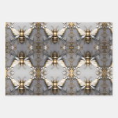 Gouden Honingbij op Dark Floral Canvas Inpakpapier Vel (Voorkant 2)
