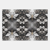 Gouden Honingbij op Floral Canvas Inpakpapier Vel (Voorkant 2)