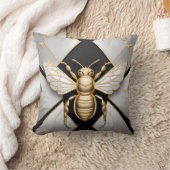 Gouden Honingbij op Floral Canvas Kussen (Deken)