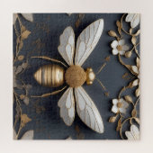 Gouden Honingbij op Floral Canvas Legpuzzel (Horizontaal)