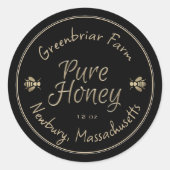 Gouden Honingbijen Apiary Naam Gouden Tekst Dubbel Ronde Sticker (Voorkant)