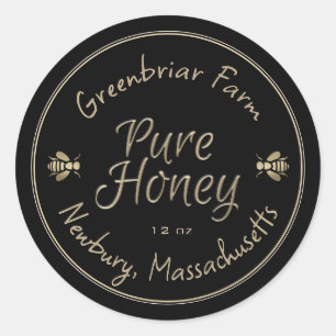 Gouden Honingbijen Apiary Naam Gouden Tekst Dubbel Ronde Sticker