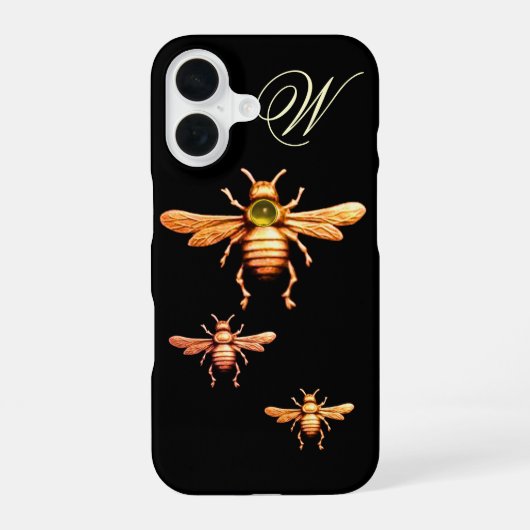 GOUDEN HONINGBIJEN MONOGRAM iPhone 16 HOESJE (Achterkant)
