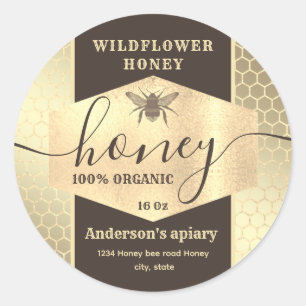 gouden honingbijenschrift honingpot-etiket ronde sticker