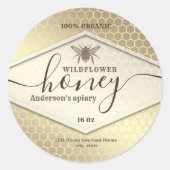 Gouden Honingkam Honingpotje Label (Voorkant)