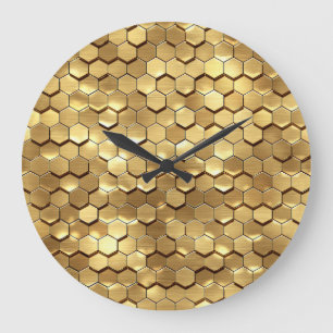Gouden Honingraat 3D Render Textuur Grote Klok