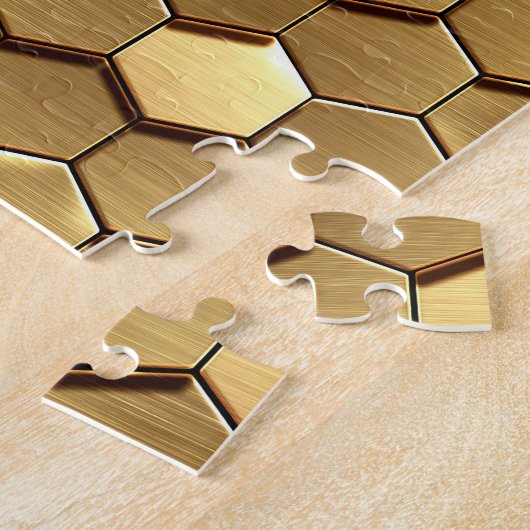 Gouden Honingraat 3D Render Textuur Legpuzzel (Zijkant)