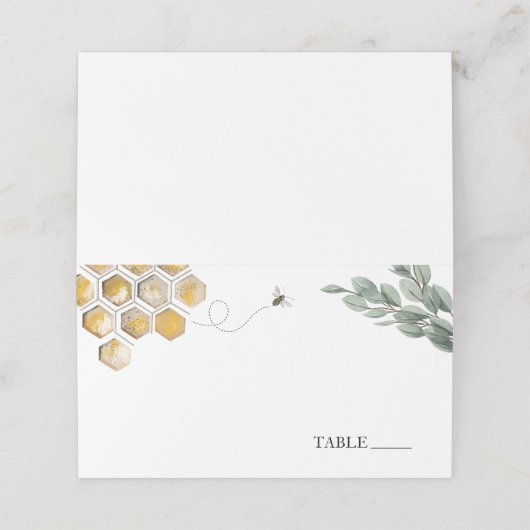 Gouden Honingraat Bijen Naam Plaatskaarten Plaatskaartje (Buitenkant ongevouwen)
