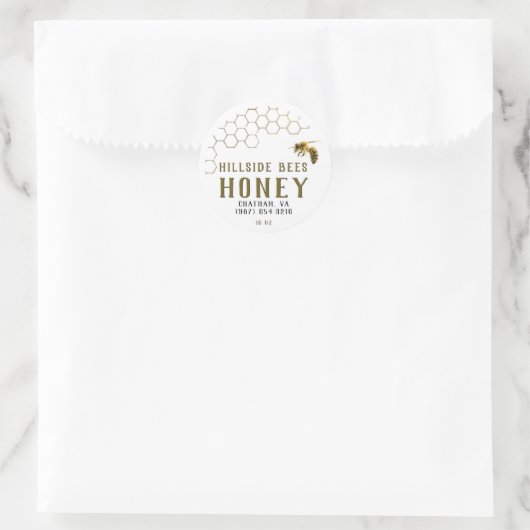 Gouden Honingraat en Bee Honey Label (Tas)