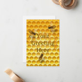 Gouden Honingraat met Honingbijen Custom Notitiekaartje (Voorkant / Achterkant in situ)