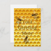 Gouden Honingraat met Honingbijen Custom Notitiekaartje (Voorkant / Achterkant)