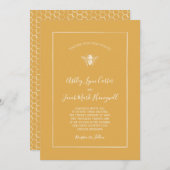 Gouden Honingraat Patroon Bruiloft Kaart (Voorkant / Achterkant)