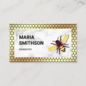 Gouden Honingraat Witte Marmeren Honingbijenhouder Visitekaartje (Voorkant)