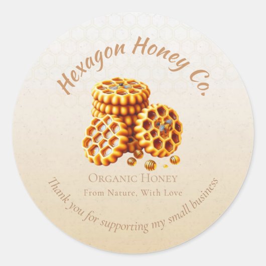 Gouden Honingraten Ronde Sticker (Voorkant)