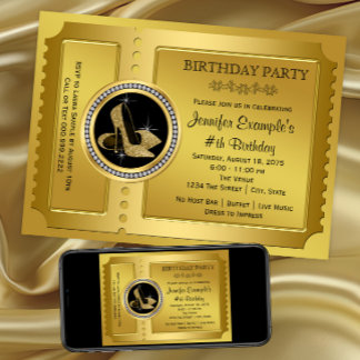 Gouden hooggehakte schoen verjaardagsfeestje kaart