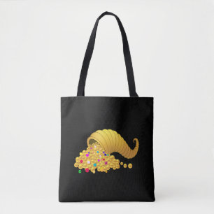 Gouden Hoorn des Overvloeds op Zwart Tote Bag