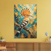 Gouden Hop Majesteit – Luxe Impasto Vogel Canvas Afdruk (Insitu (Woonkamer))