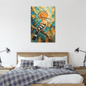 Gouden Hop Majesteit – Luxe Impasto Vogel Canvas Afdruk (Insitu (Slaapkamer))