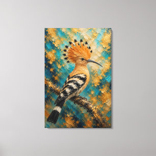Gouden Hop Majesteit – Luxe Impasto Vogel Canvas Afdruk