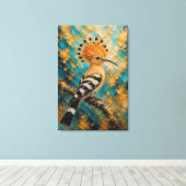Gouden Hop Majesteit – Luxe Impasto Vogel Canvas Afdruk (Insitu (Houten vloer))