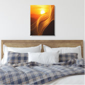 Gouden Horizon — Abstracte Canvas Wandkunst Afdruk (Insitu (Slaapkamer))